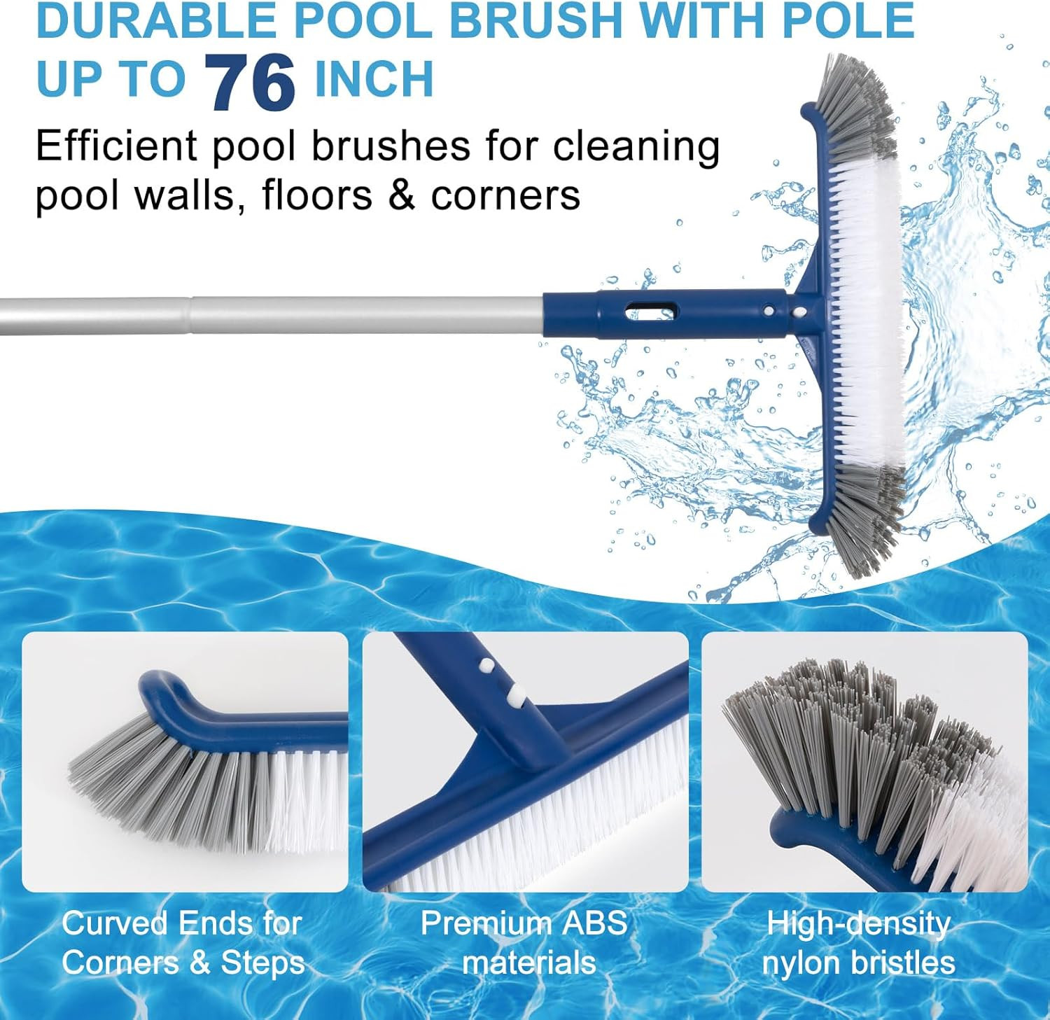 Pool Cleaning Kit with 14.5&Prime; Brush & Ultra Fine Mesh Skimmer Net