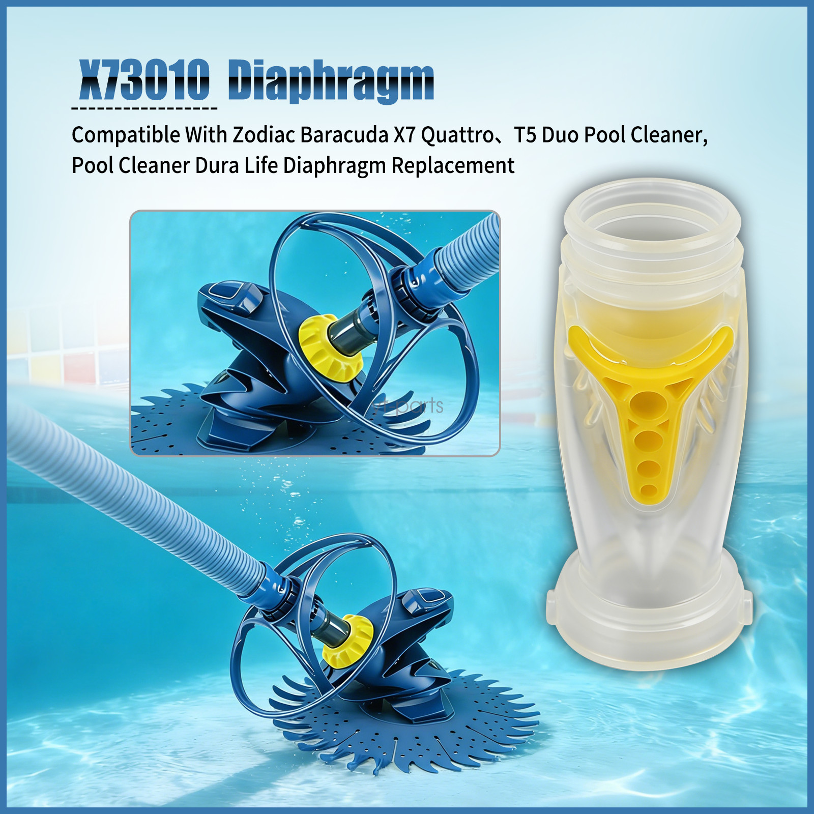 X73010 DuraLife Diaphragm Fits For Zodiac Baracuda And Quattro X7 Duo T5 2Pcs