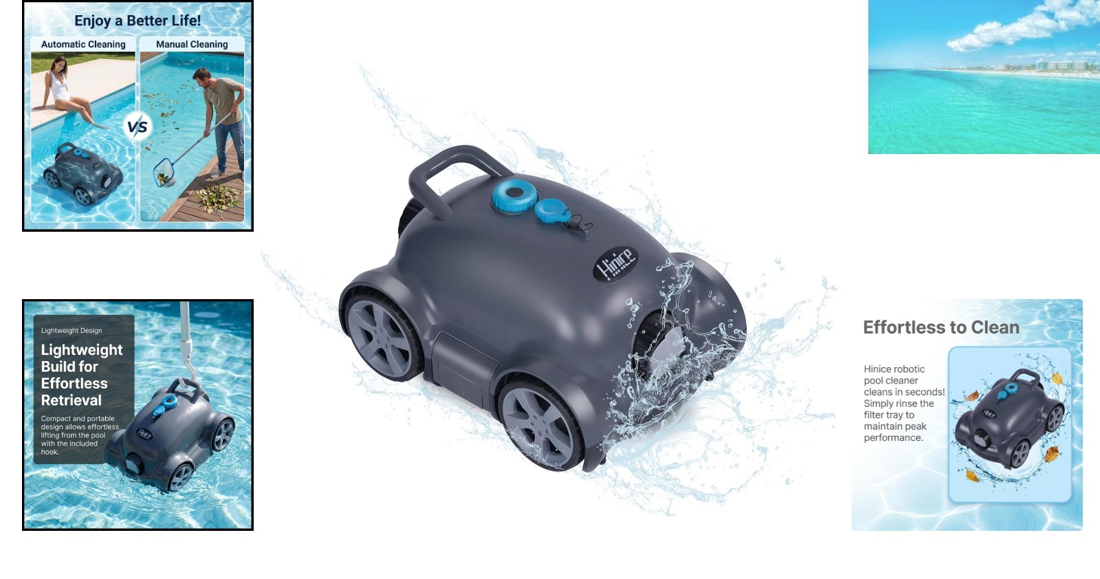 Portable Robotic Pool Vacuum: Deep Cleaning for In-Ground & Above Ground Pools