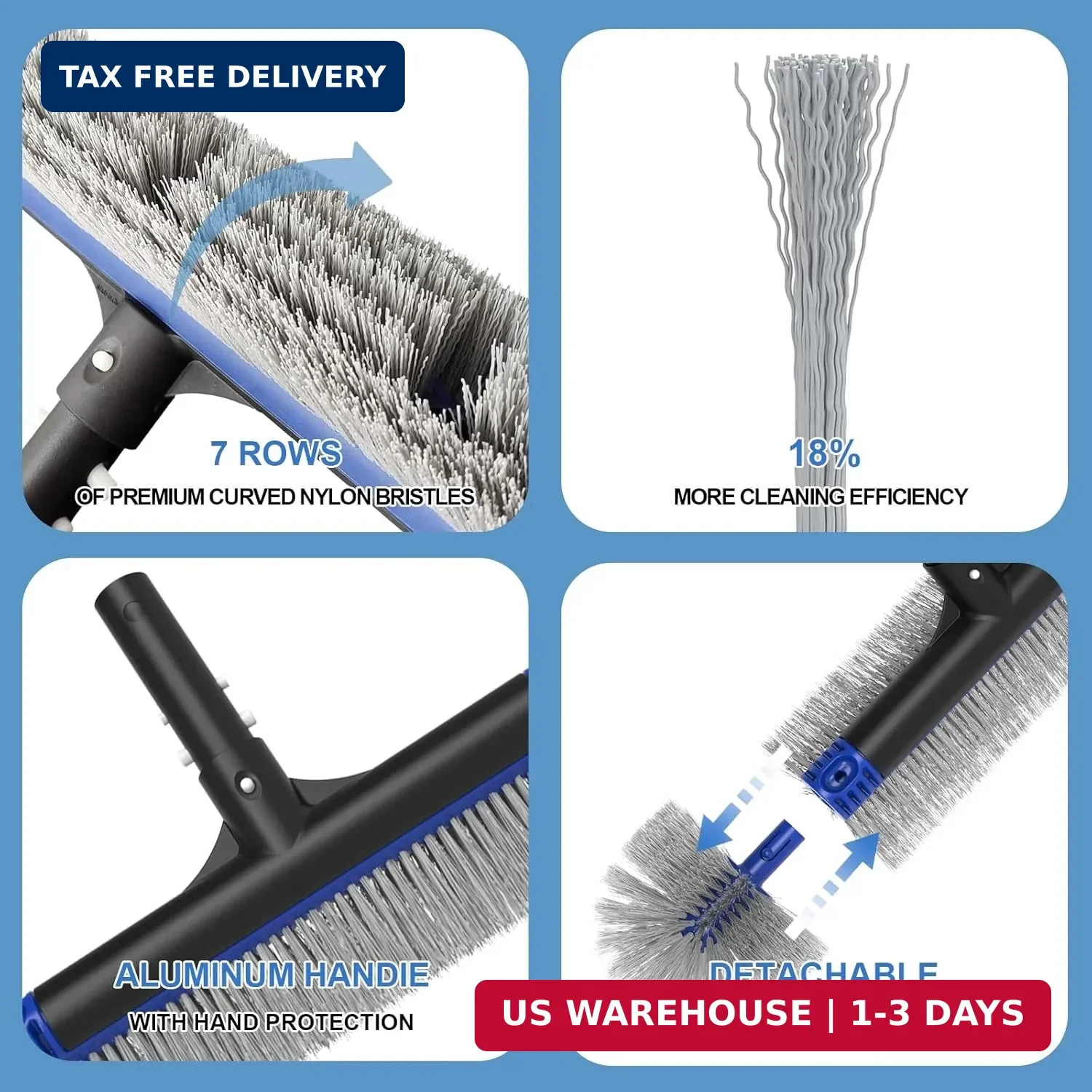 Poolvio 5-in-1 Pool Cleaning Kit – Includes Semi-Deep Skimmer Net, Aluminum Leaf