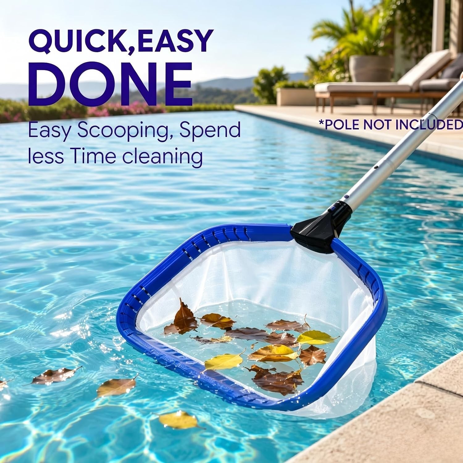 Heavy Duty Deep Bag Pool Skimmer Net Professional Leaf Rake w Fine Nylon Mesh