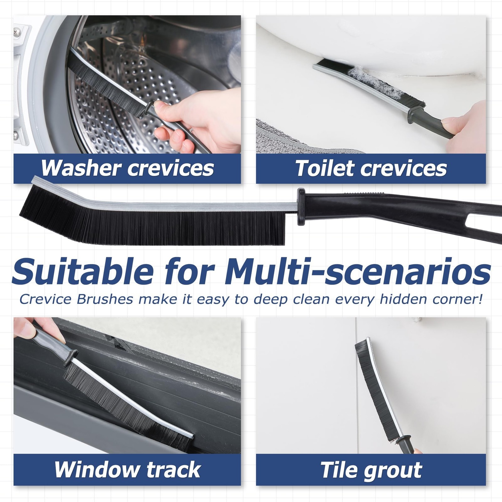 Grout Brush with Long Handle, Grout Cleaner Brush for Tile Floors, Stiff Bris…