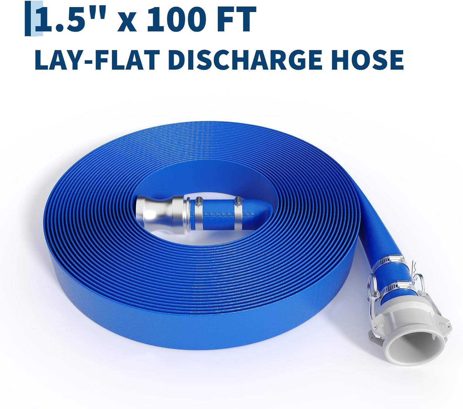 1.5&Prime; x 100 ft Discharge Hose Lay Flat Hose PVC Backwash Drain Hose Pipe 87 PSI
