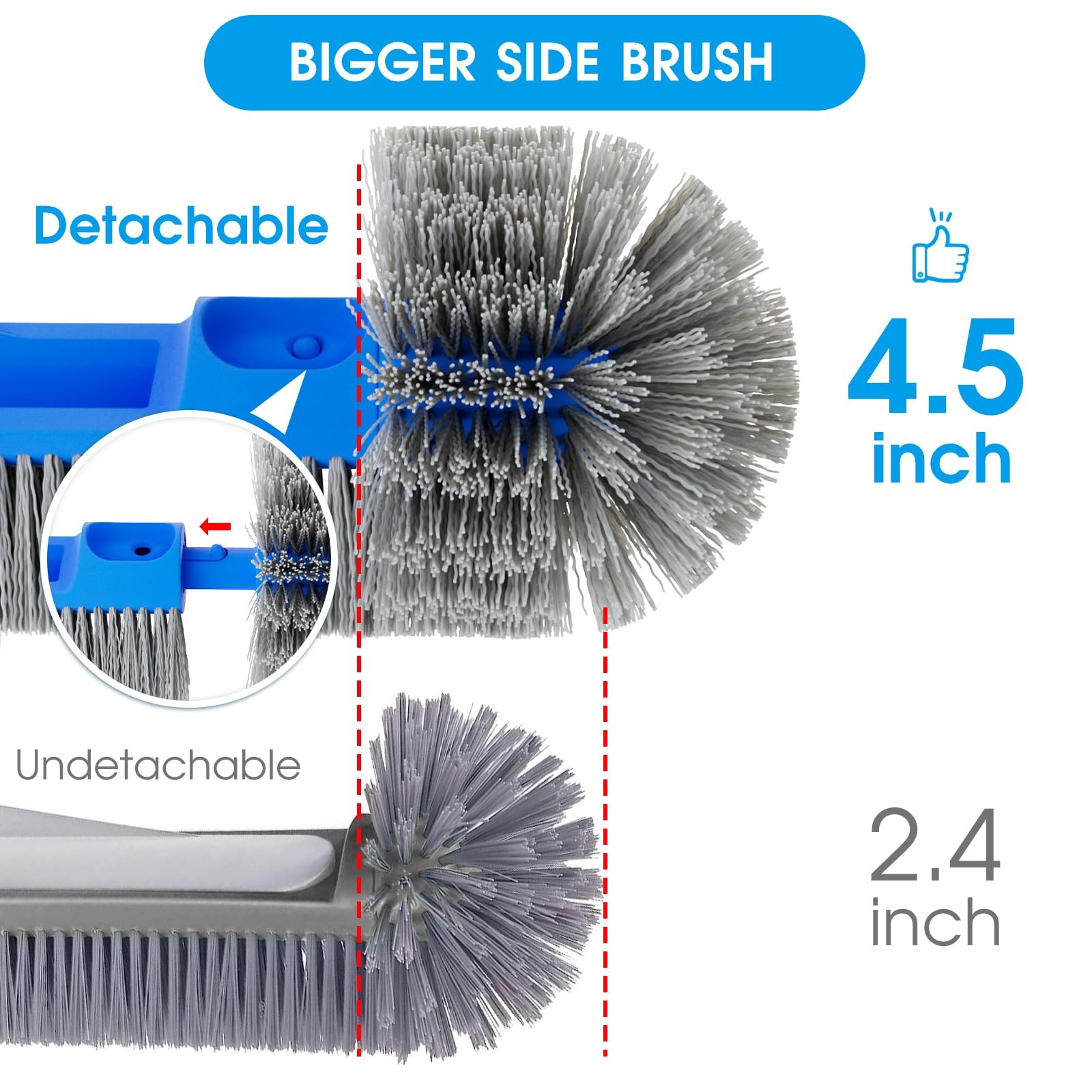 Pool Brush for Cleaning 20 Inch Detachable Round Brush, Blue