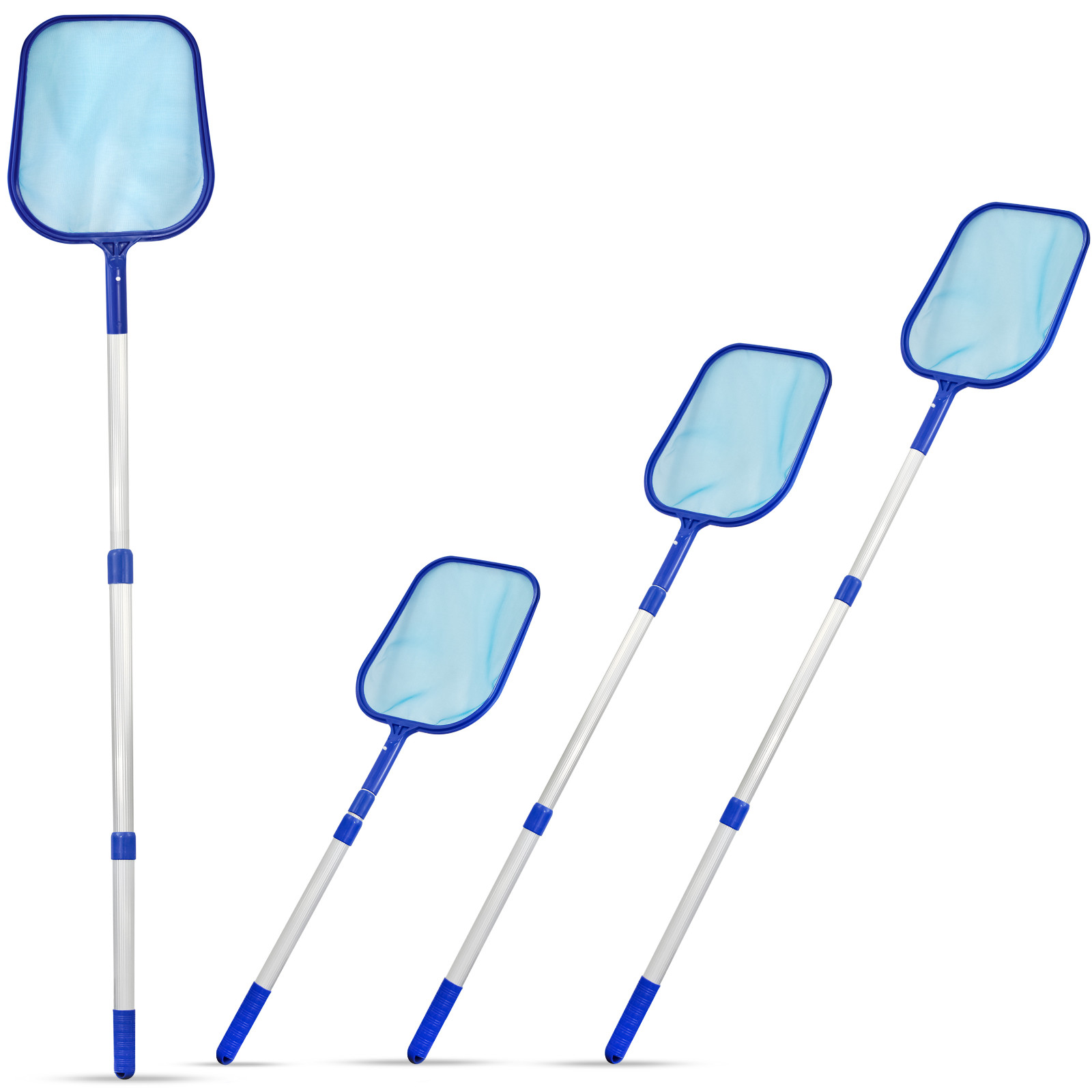 Pool Skimmer Net w/Adjustable Alum. Telescopic Pole for Hot Tubs, Spas, Fountain