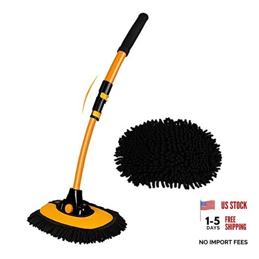 15° Curved Car Cleaning Brush with Telescopic Handle 43&Prime; Aluminum Alloy Long