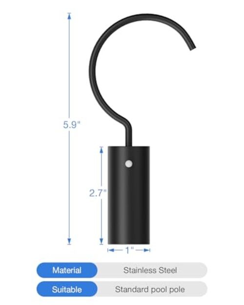Hook for All Robotic Pool Cleaner, Stainless Steel Hook for Pool black
