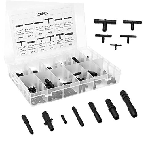 VIKKSAER 128Pcs Vacuum Hose Automotive Vacuum Line Connectors Nylon Tee