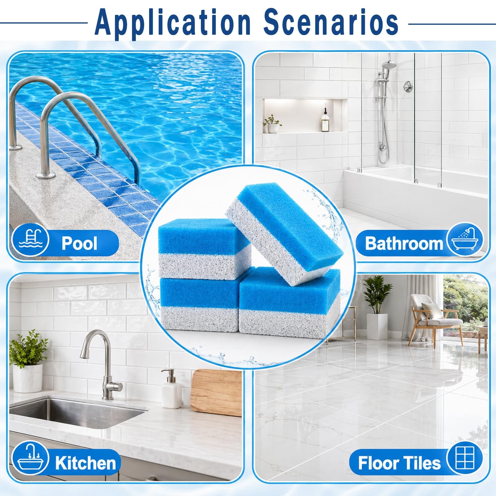 Dual Sided Pool Pumice Stone Cleaning Sponge, 2 in 1 Pool Cleaning Sponge Scr…