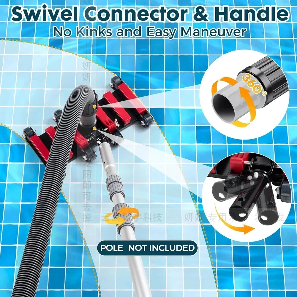 Professional Pool Vacuum Hose and Head – Heavy Duty Hoses with Swivel Cuff and W