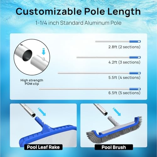 3-in-1 Pool Cleaning Kit Includes Leaf Rake Net, Wall Brush & Pole | 3PCS