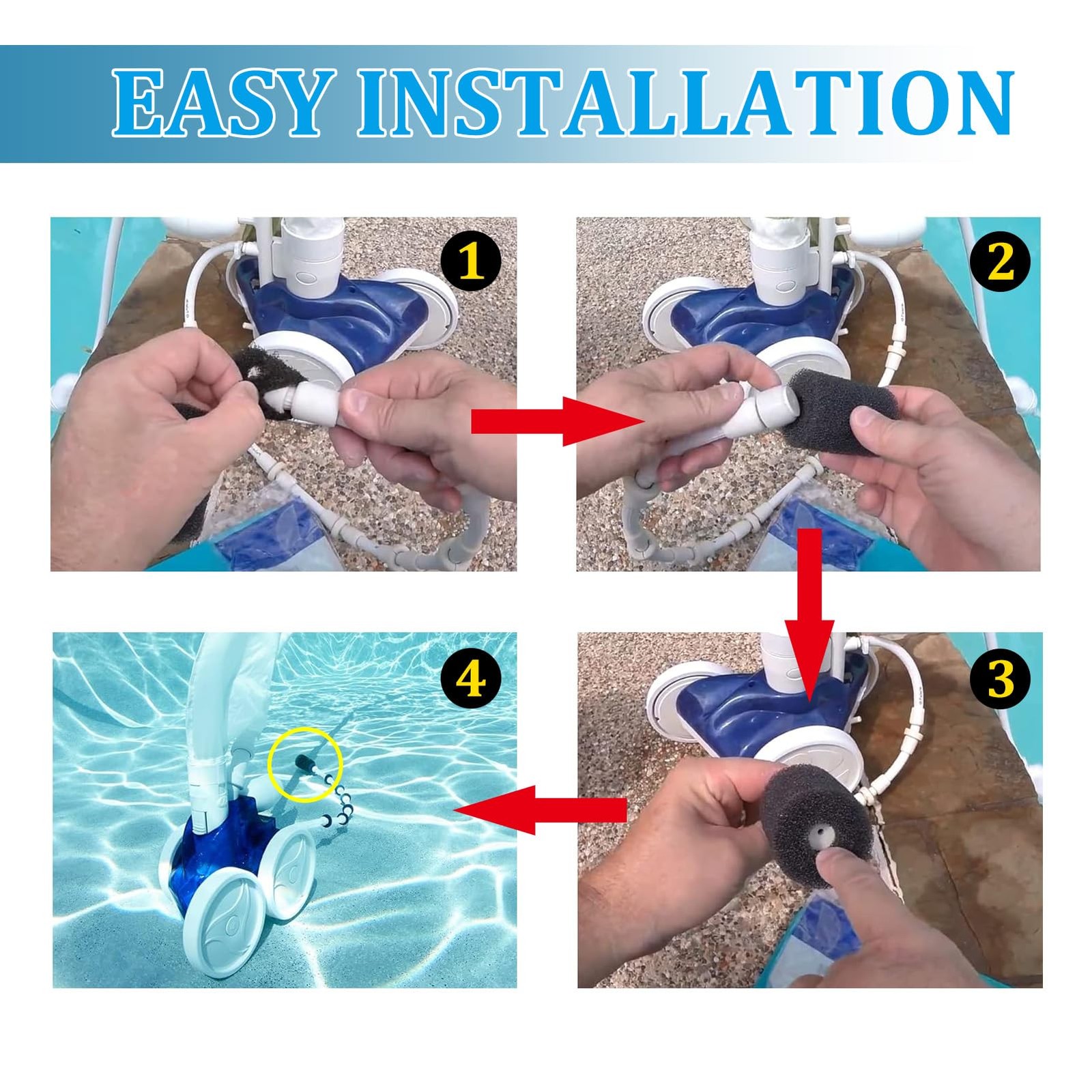 for Polaris Tail Scrubber, 12 Pack Pool Hose scrubbers Sweep Black