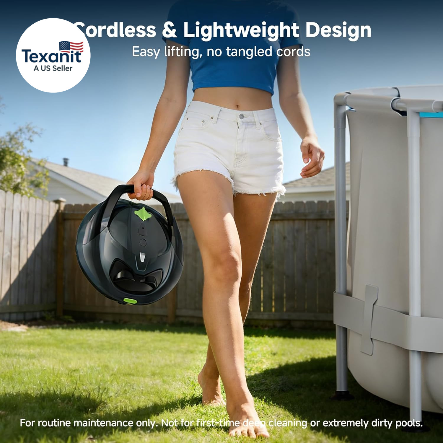 PF1 Cordless Pool Vacuum Cleaner Robot for Daily Pool Maintenance, Floor Only Cl