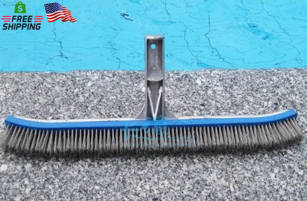 Aquatix Pro Pool Brush Head, 18&Prime; Heavy Duty for Cleaning Walls & Floors, Stainle
