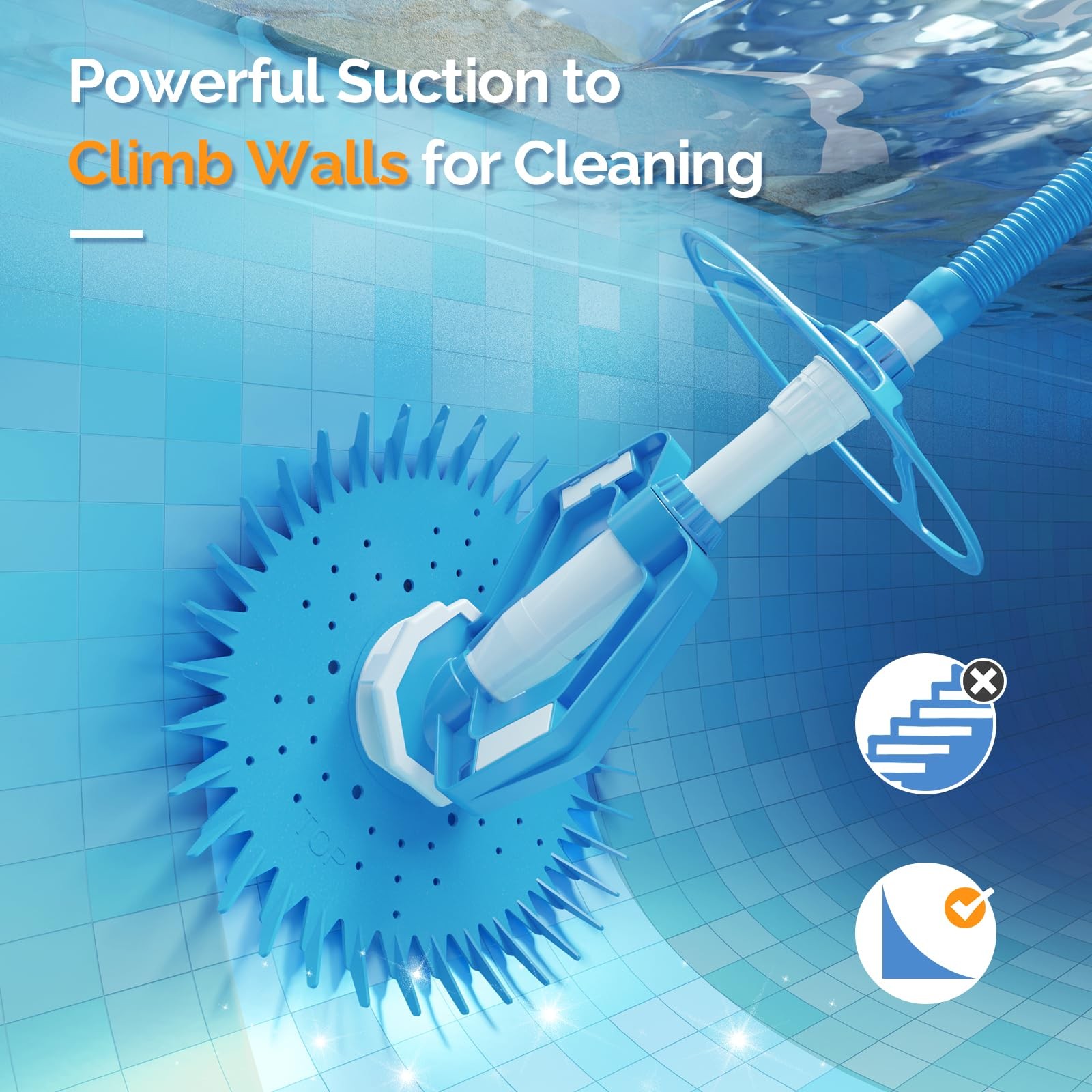 Light Blue Pool Vacuum Cleaner Automatic Quiet Efficient In Ground Pools
