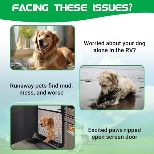 Rv Screen Door Protector for Dogs, Adjustable 17-32&Prime; Heavy Duty Aluminum Bone