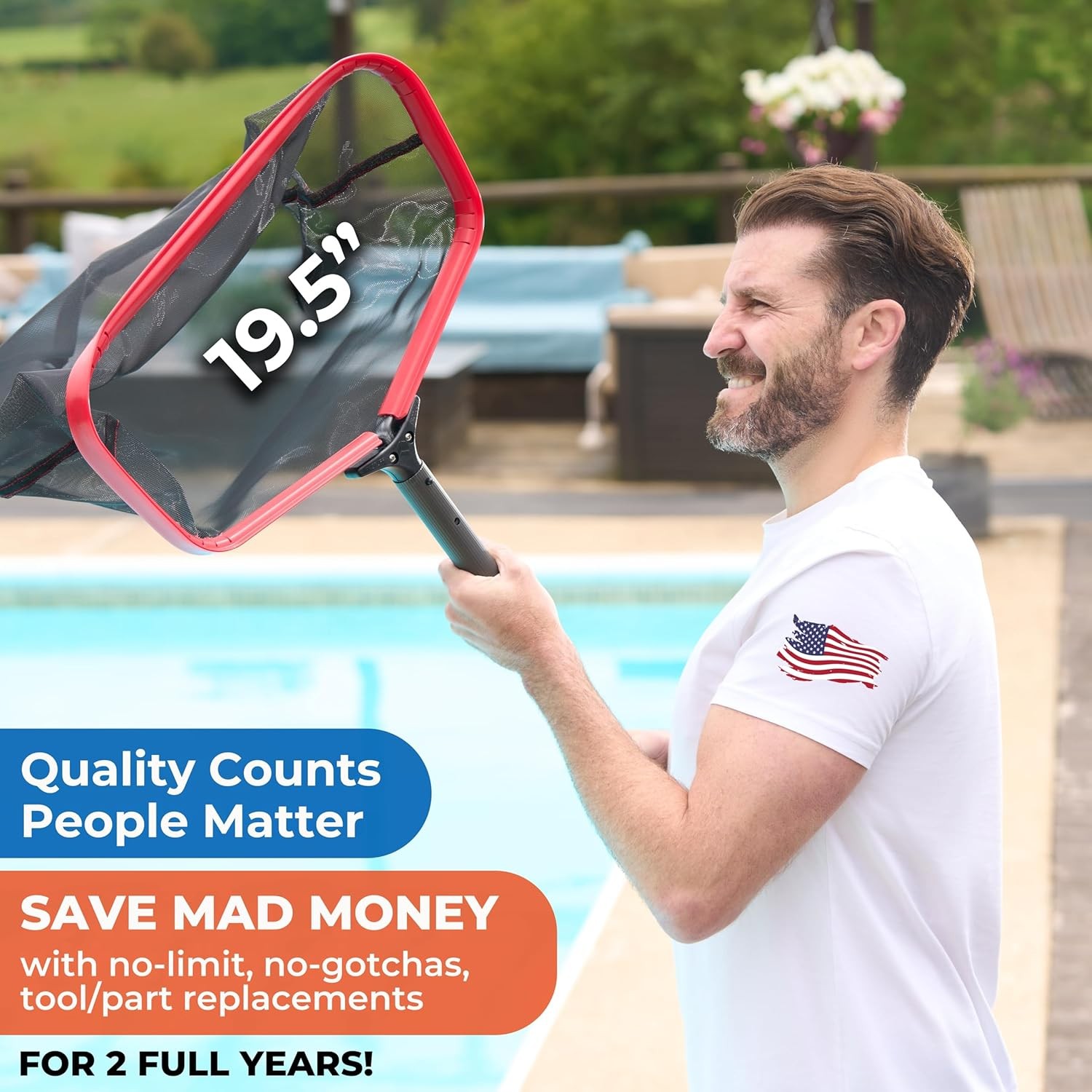 19.5&Prime; Fine Pool Skimmer Net Deep Bag Heavy Duty Leaf Net Replacement