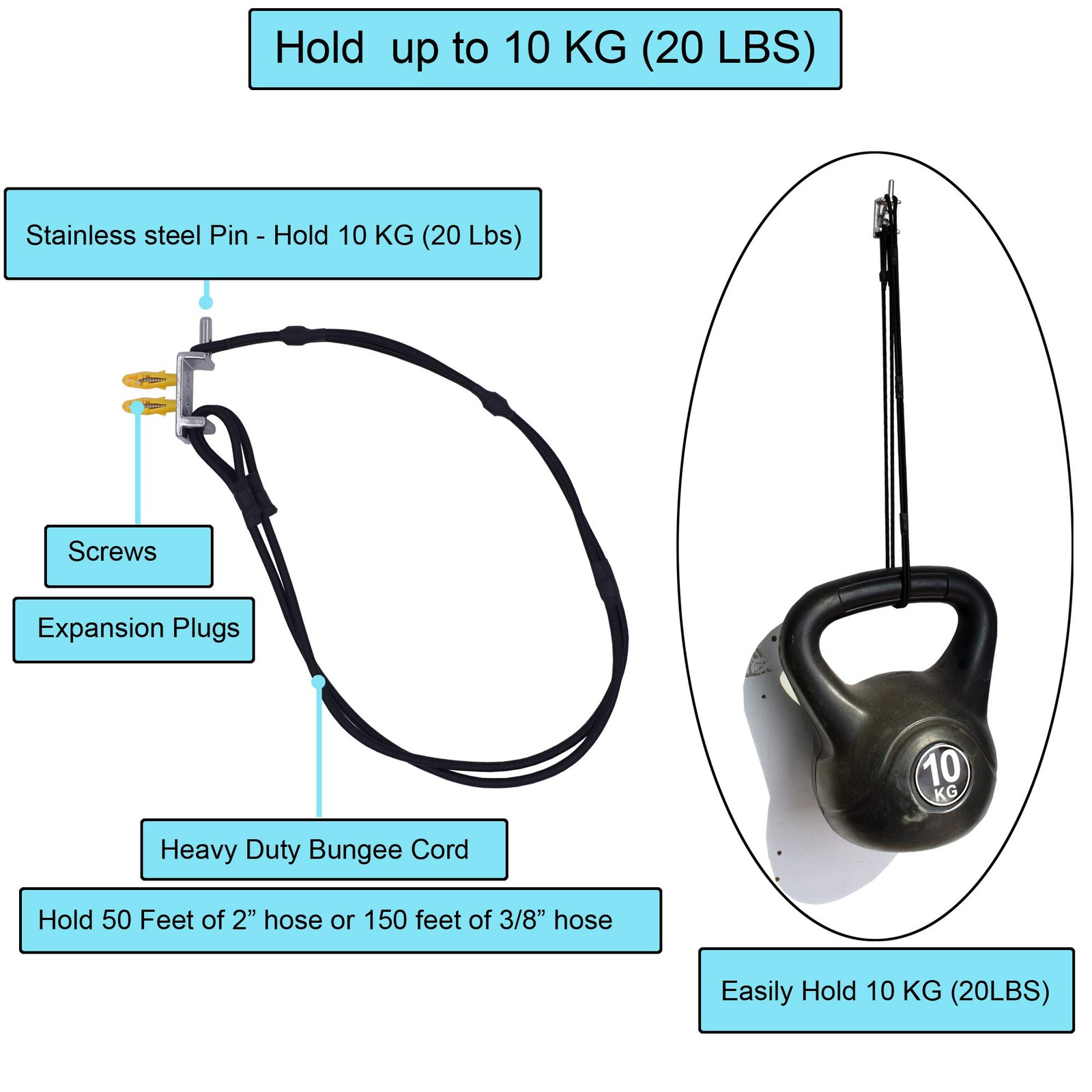 YYST Swimming Pool Vacuum Hose Hanger -Rust Resistant, Stainless Steel