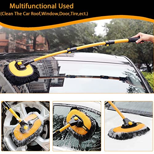 15° Curved Car Cleaning Brush with Telescopic Handle 43&Prime; Aluminum Alloy Long