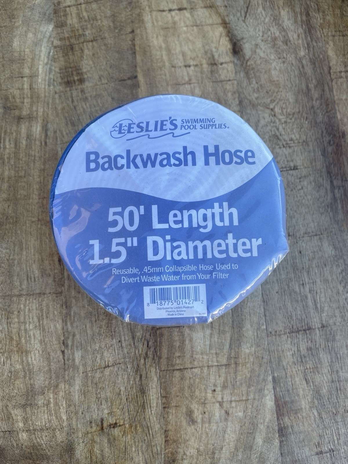 Leslie&rsquo;s Pool Supplies Backwash Hose 50 feet in length with a 1.5-inch diameter.