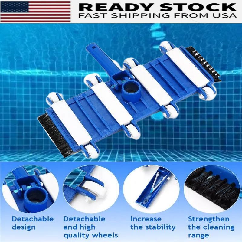 14 Inch Pool Vacuum Head Cleaner Side Brush Powerful Cleaning Walls/Corners