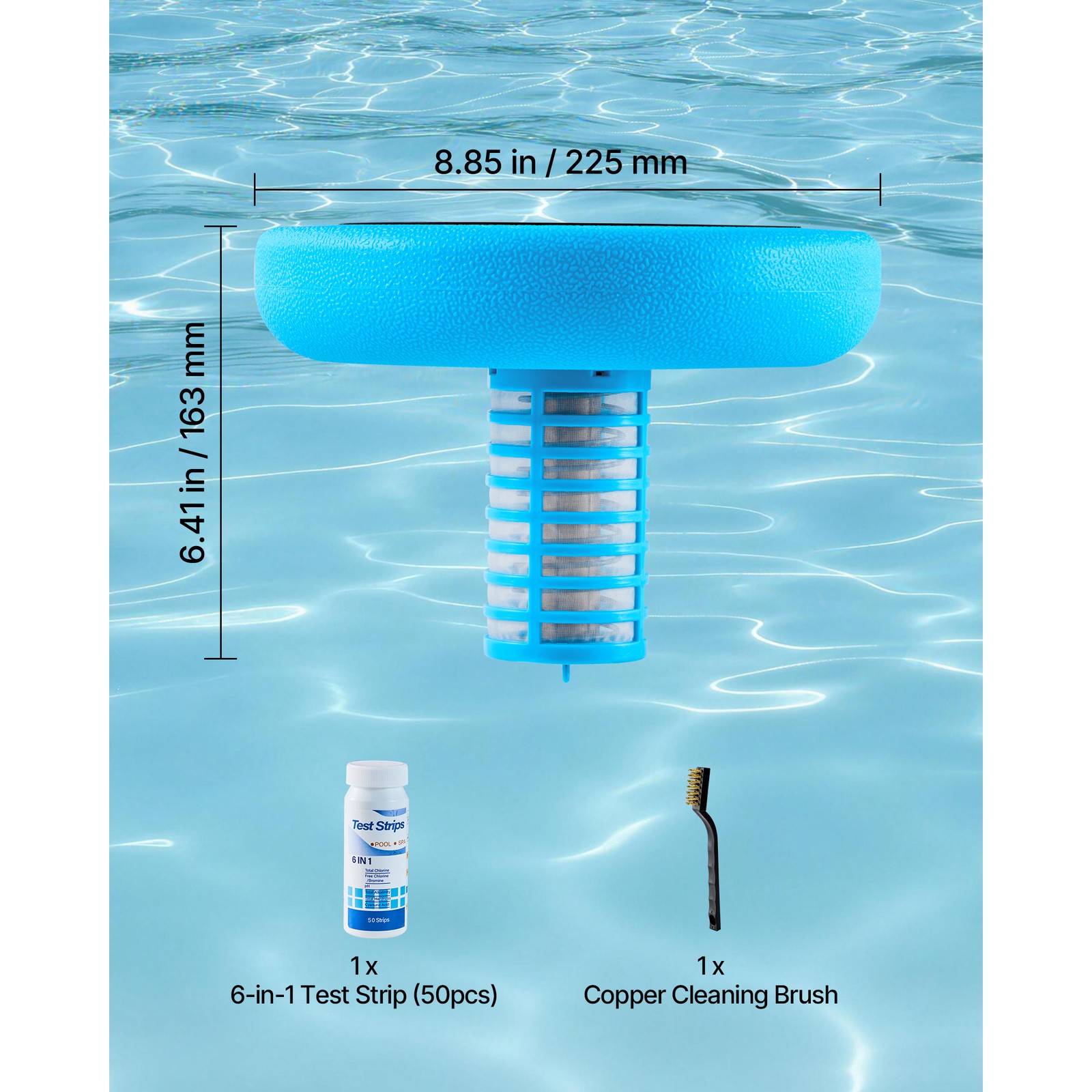 Uimoso Solar Pool Ionizer Round Copper Purifier for Pools Up to 45000 Gal, Blue