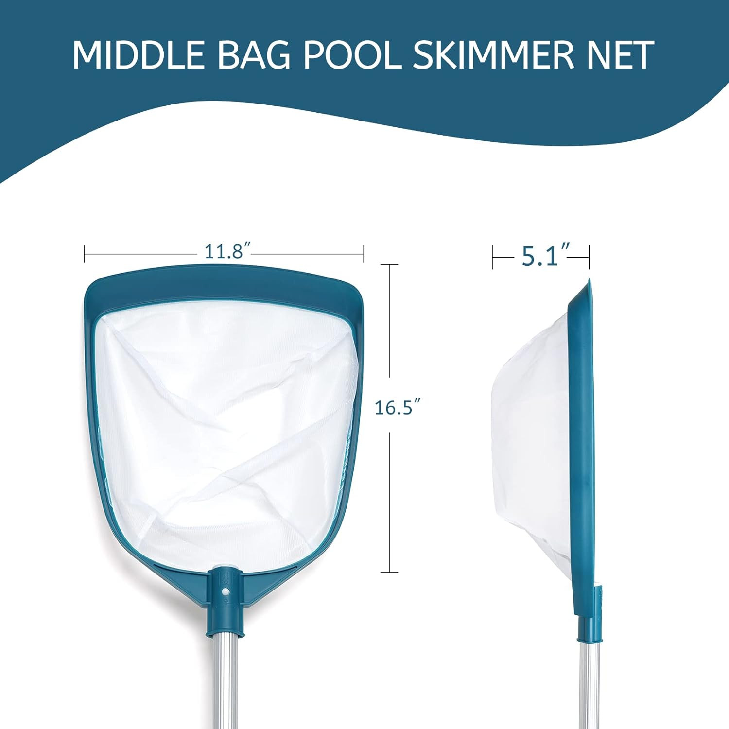 Upgrades Swimming Pool Leaf Net Skimmer Rake with Adjustable Aluminum Pole and N