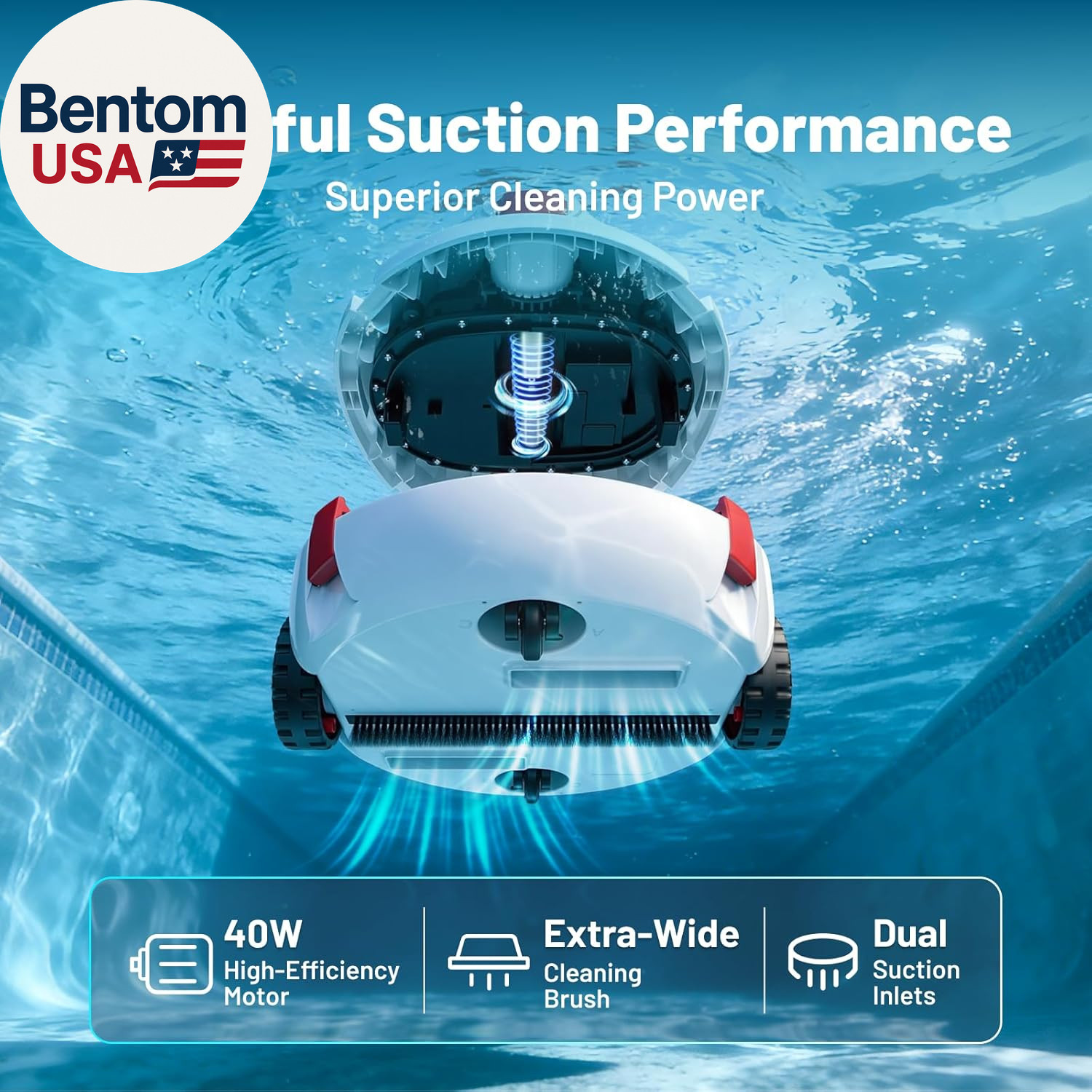 P10 Cordless Robotic Pool Cleaner, 100-Min Runtime, Pool Vacuum for above Ground