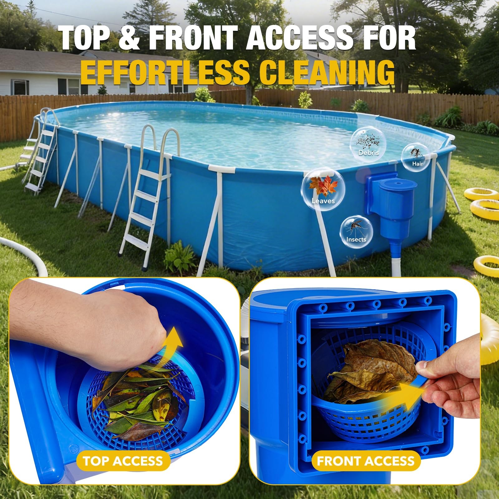 Above Ground Pool Skimmer, Heavy Duty Through-Wall Mount Pool Skimmer Kit wit…