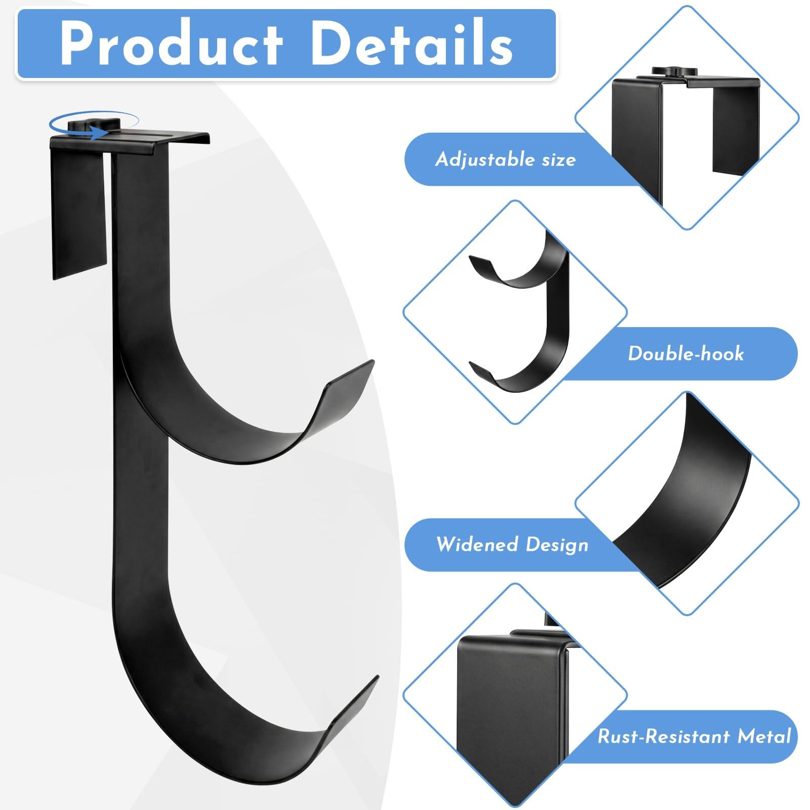 Pool Pole Hanger Fence Hook – 2pcs Adjustable Double Pool Hooks for Deck Stee…