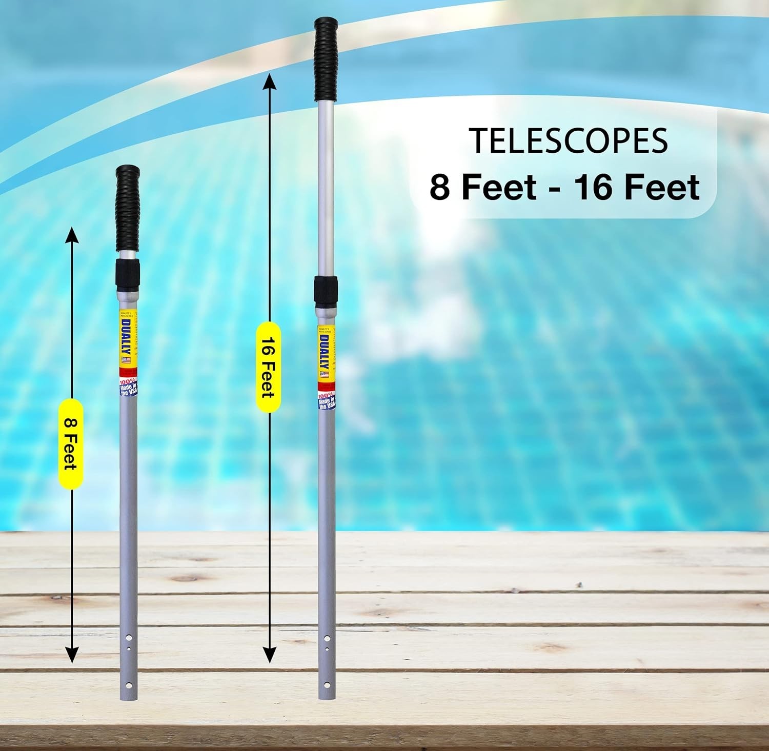 Skimlite Dually 9016 Telescopic Pool Pole 8-16 ft Dual Locking Heavy Duty Alumin