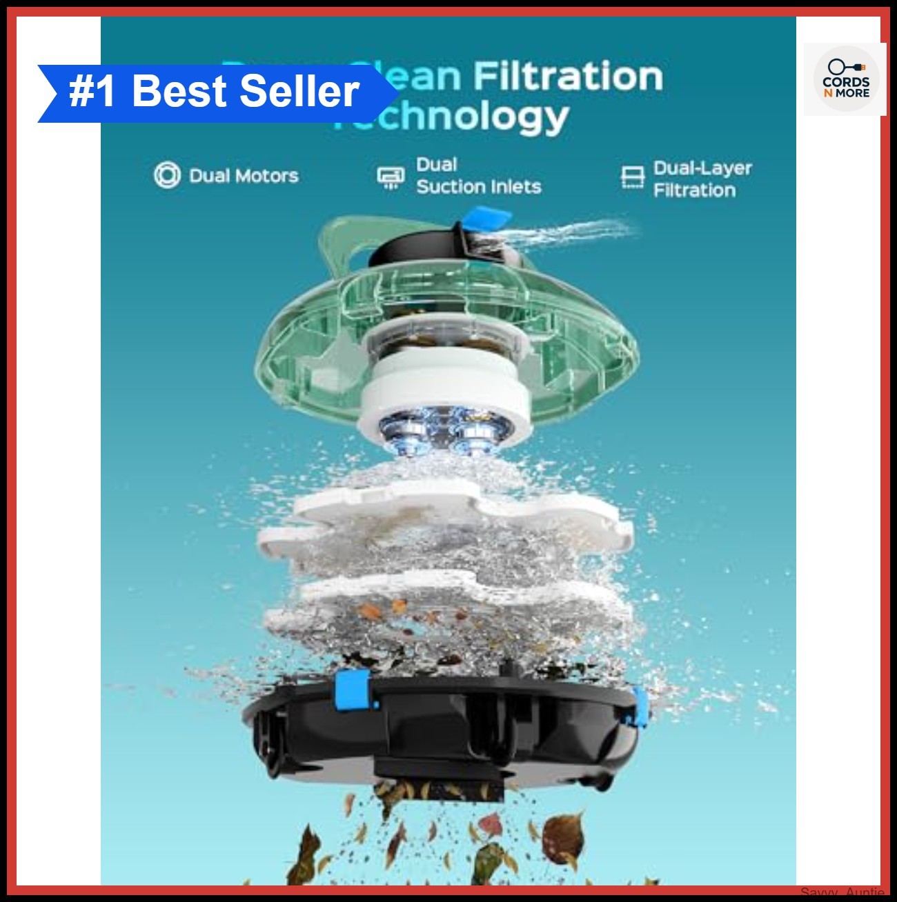Robotic Pool Cleaner Cordless for Above Ground Pools Up to 660 sq ft 90 Min
