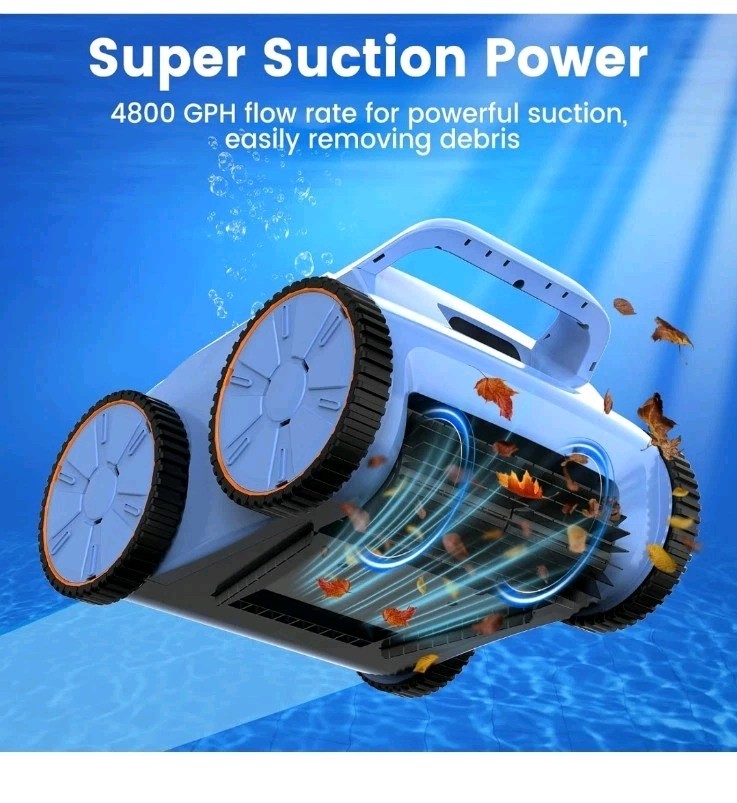 Pool Cleaner Cordless Robotic Wall Climbing Pool Vacuum In/Above Ground **MINT**