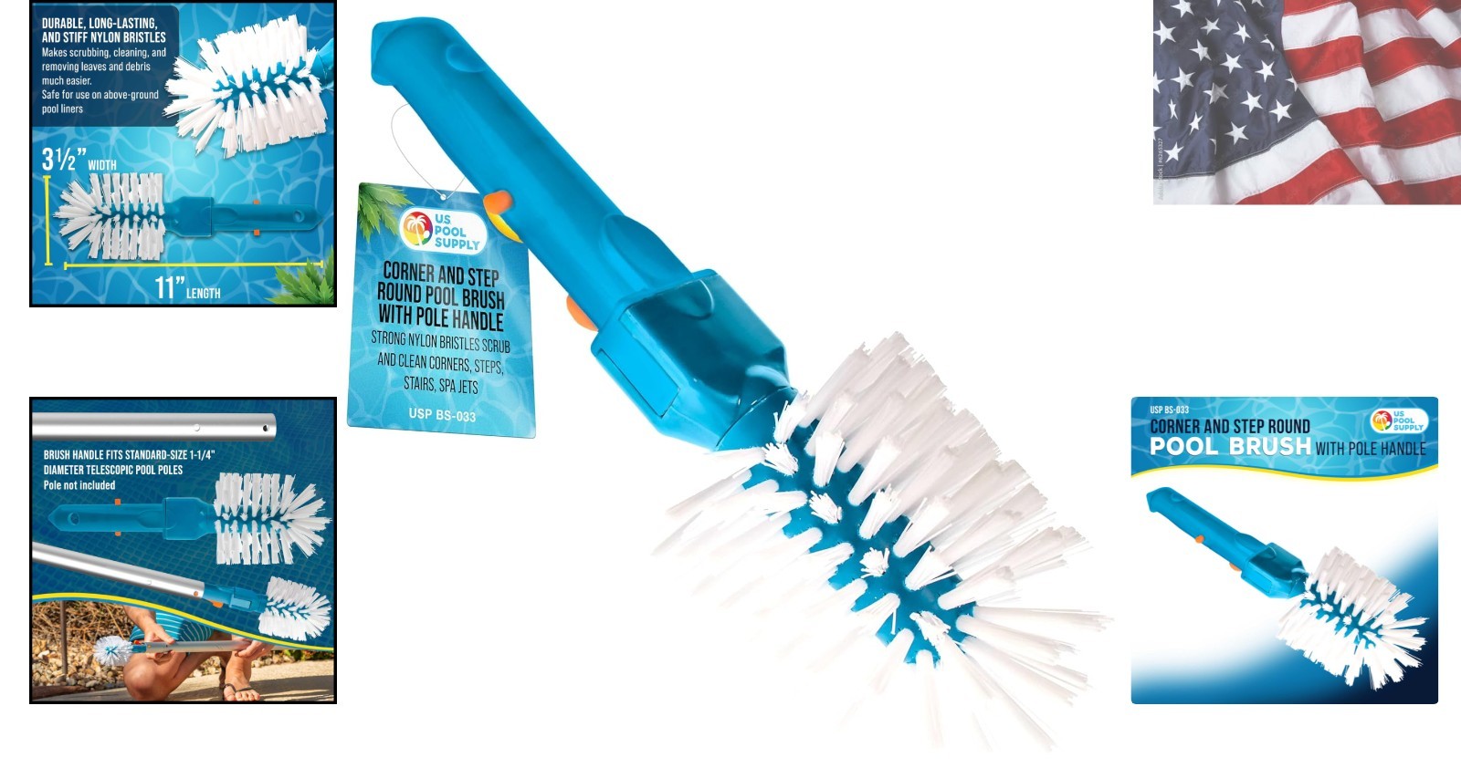 Pool Brush Head for Inground Pools, Hot Tub, Spa – Corner and Step Pool Scrub…