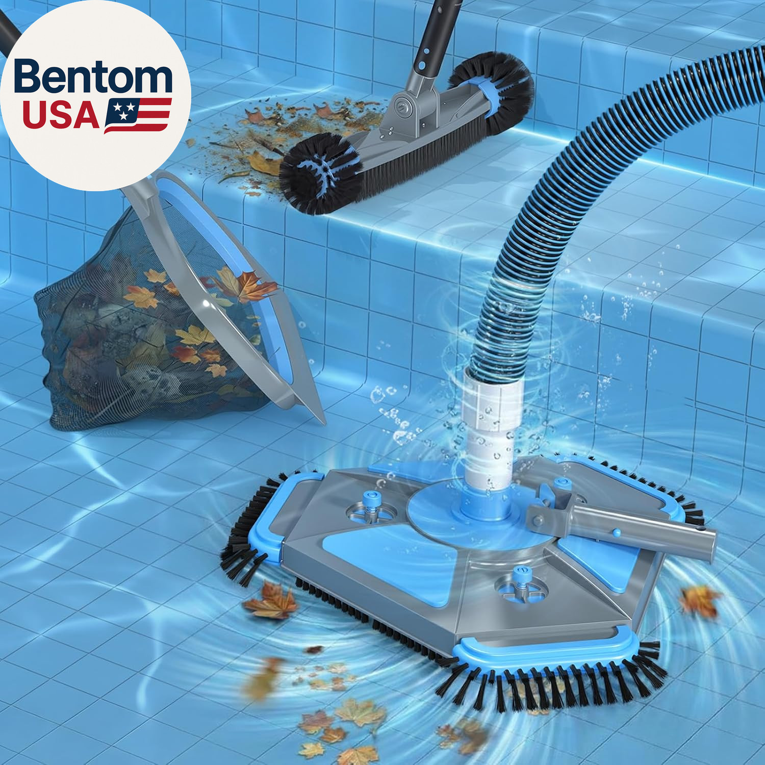 4-In-1 Deluxe Swimming Pool Cleaning Kit – Includes Upgrade Triangular Pool Vacu