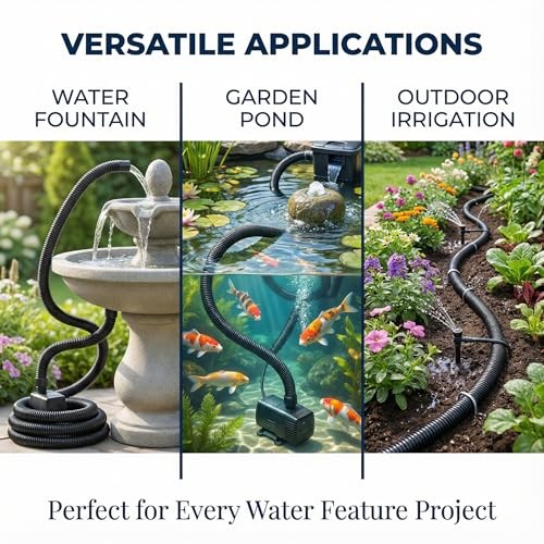 Corrugated Pond Tubing – Flexible, Kinkproof, 1-1/2 Inch 10 Feet – Black