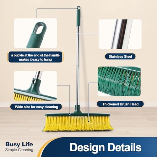 Heavy Duty Outdoor Broom Commercial Broom Garden Leaf Rake with Curved