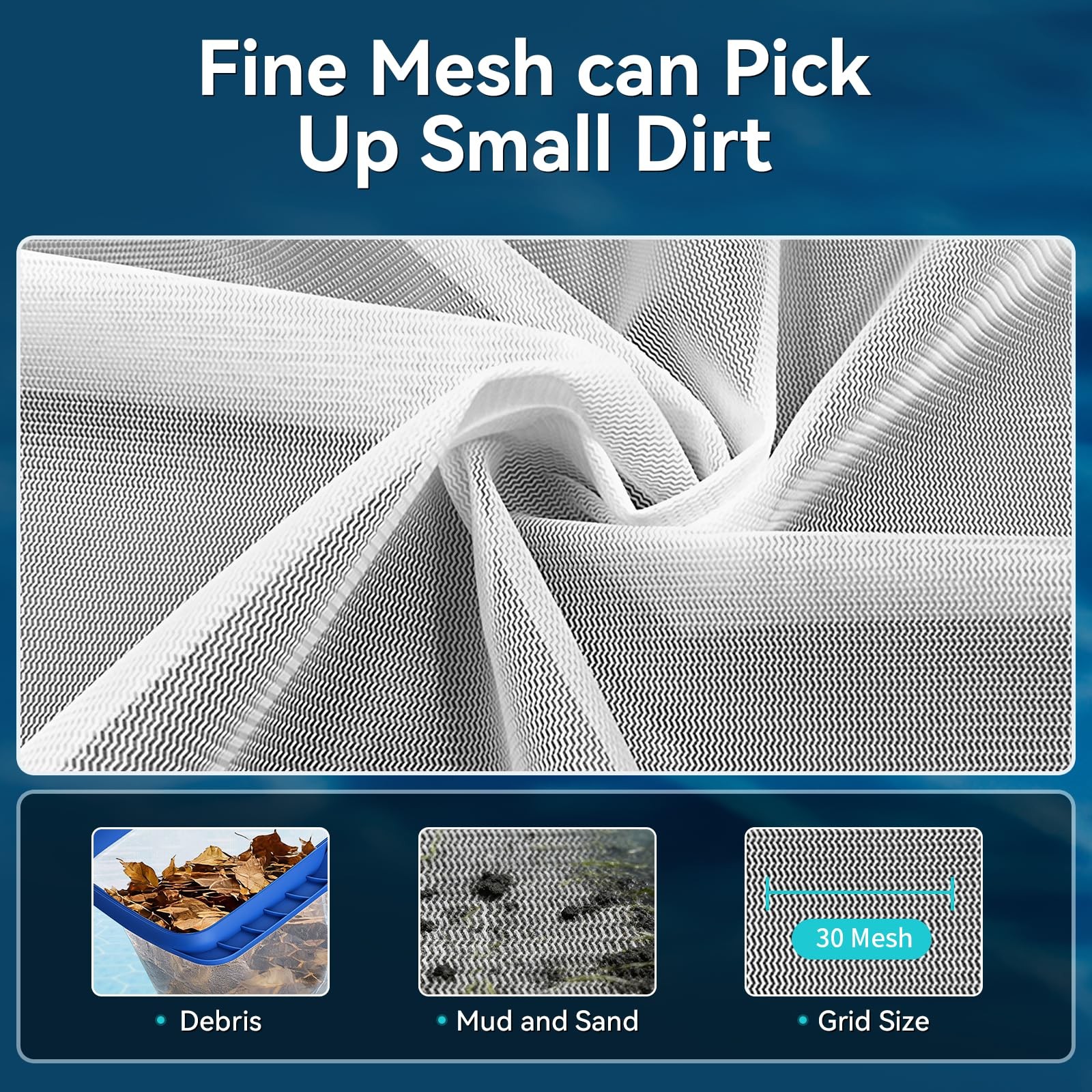 Pool Skimmer Net 4.5FT with 17&Prime; X 11&Prime; Opening & 15.5&Prime; Deep Bag – Quick Clean