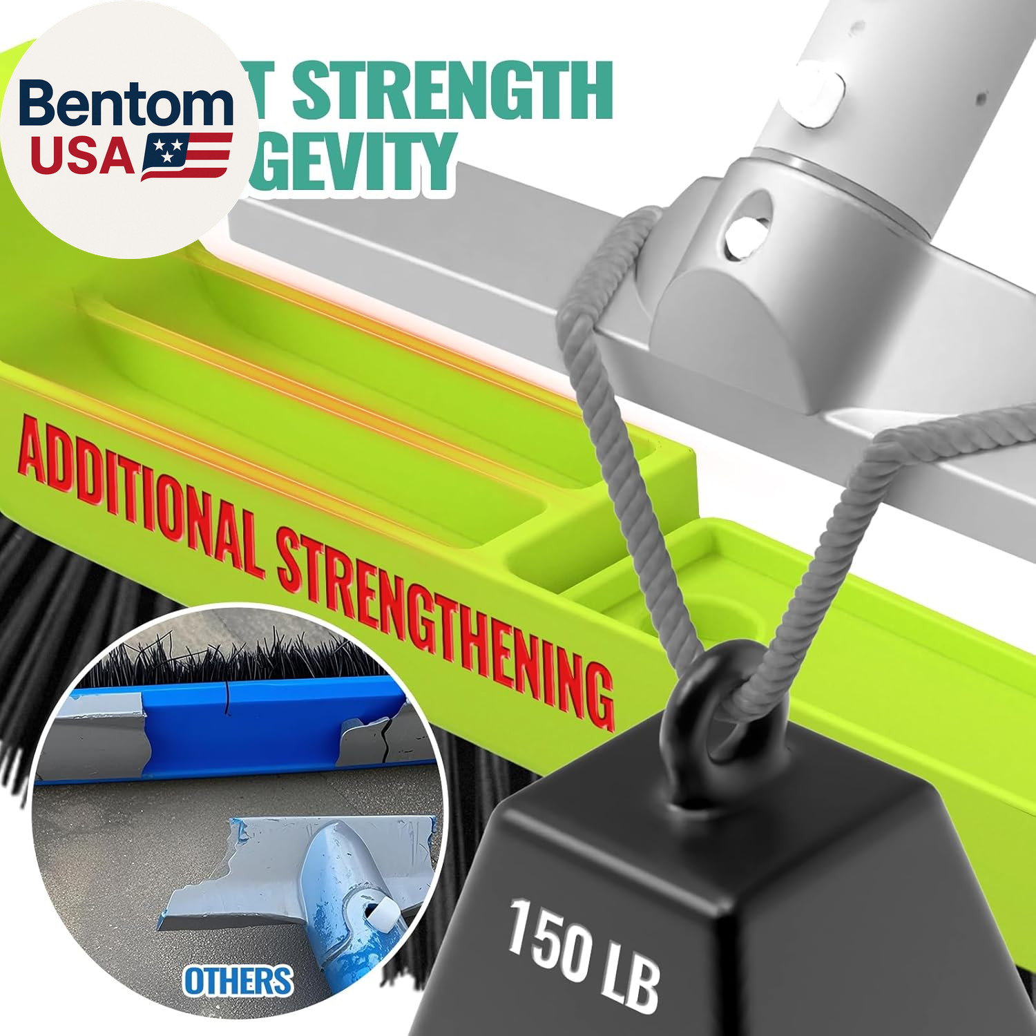 18&Prime; Pool Brush Head for Cleaning Swimming Pool Walls, Curved Ends High-Efficienc
