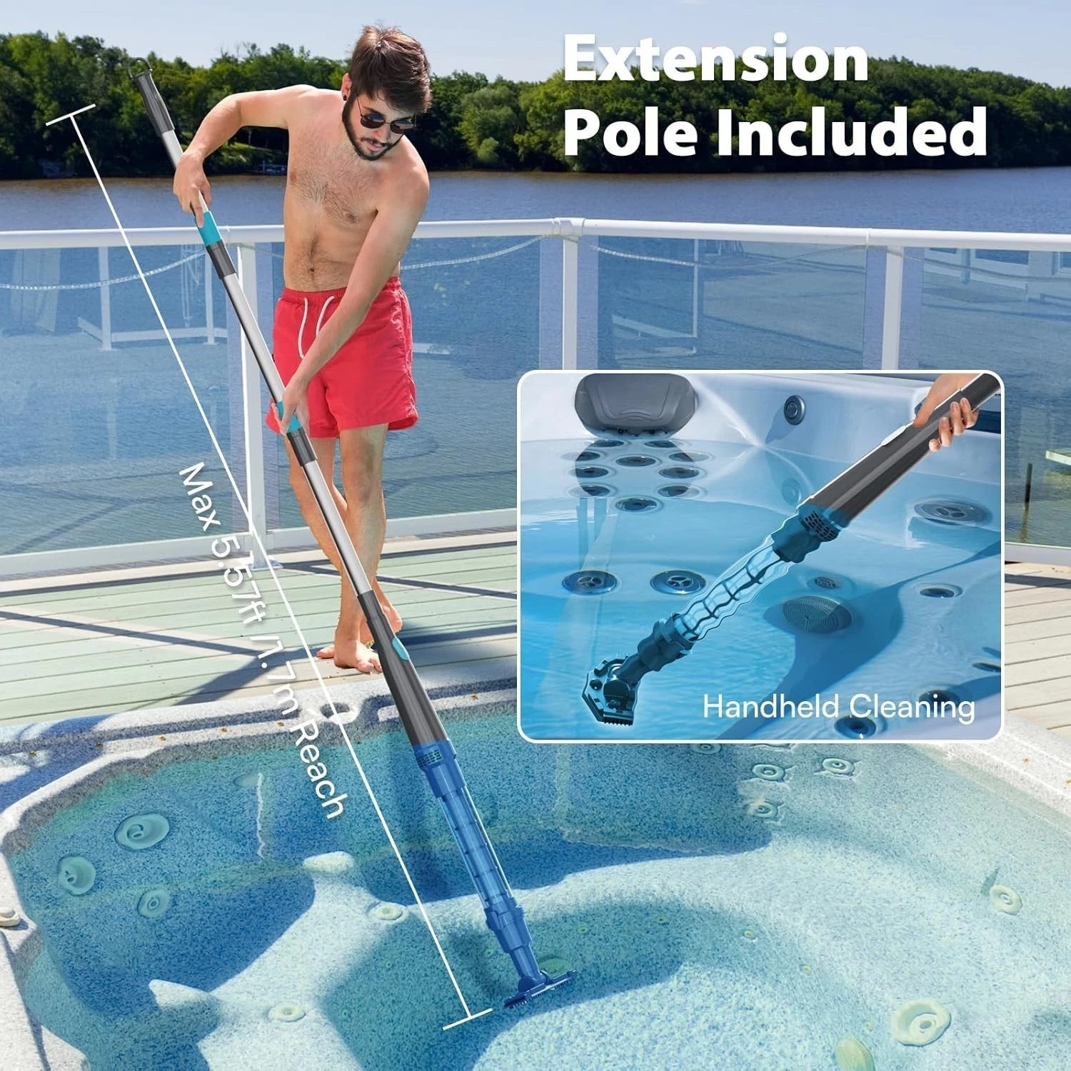 Cordless Hot Tub Vacuum Cleaner – 20W Strong Suction, Low Noise Operation
