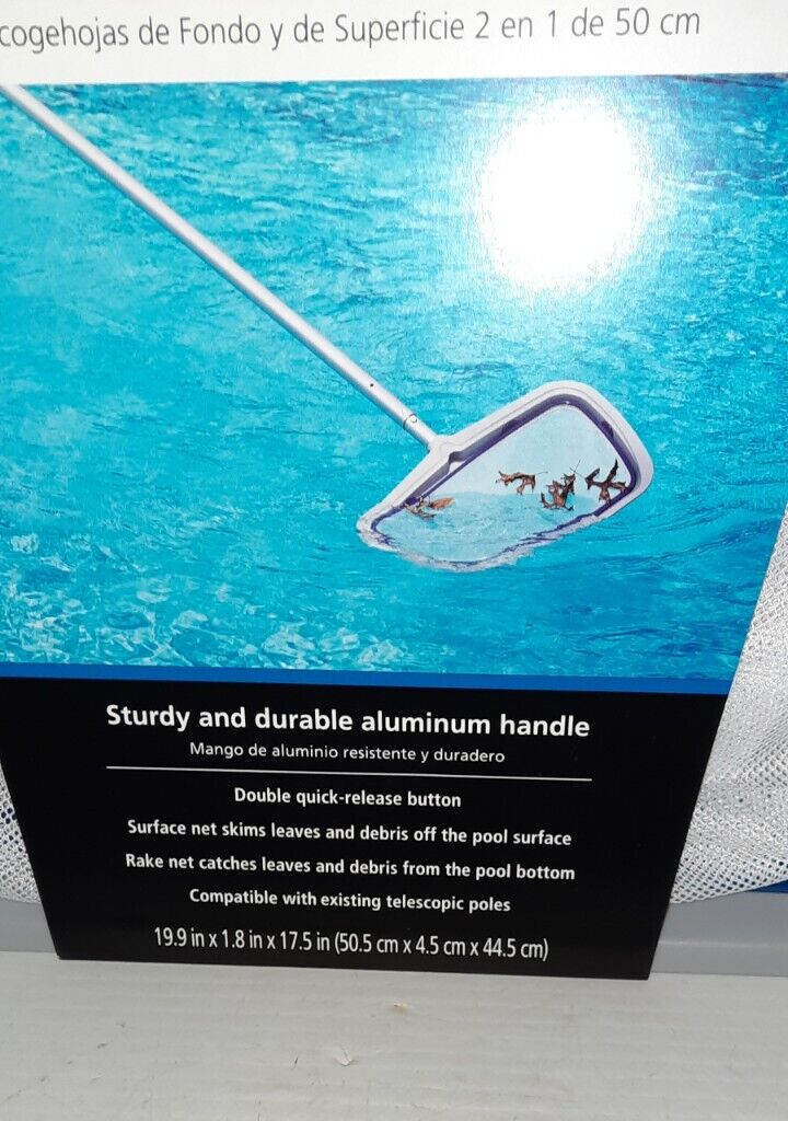 Mainstays 20 in. 2-in-1 Leaf Skimmer & Rake for Pools & Ponds etc. New
