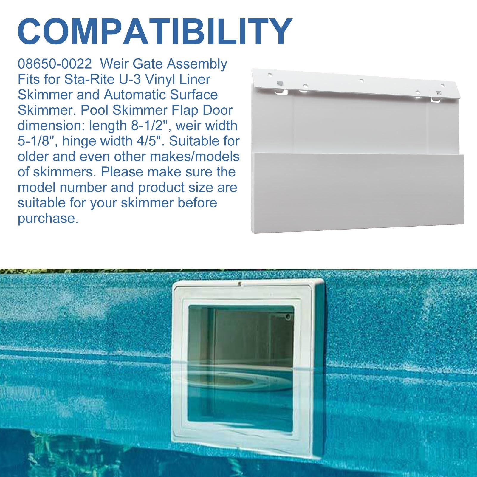 Skimmer Weir Assembly 08650-0022 Fits for Pentair/Sta-Rite U-3 Skimmer Pool S…