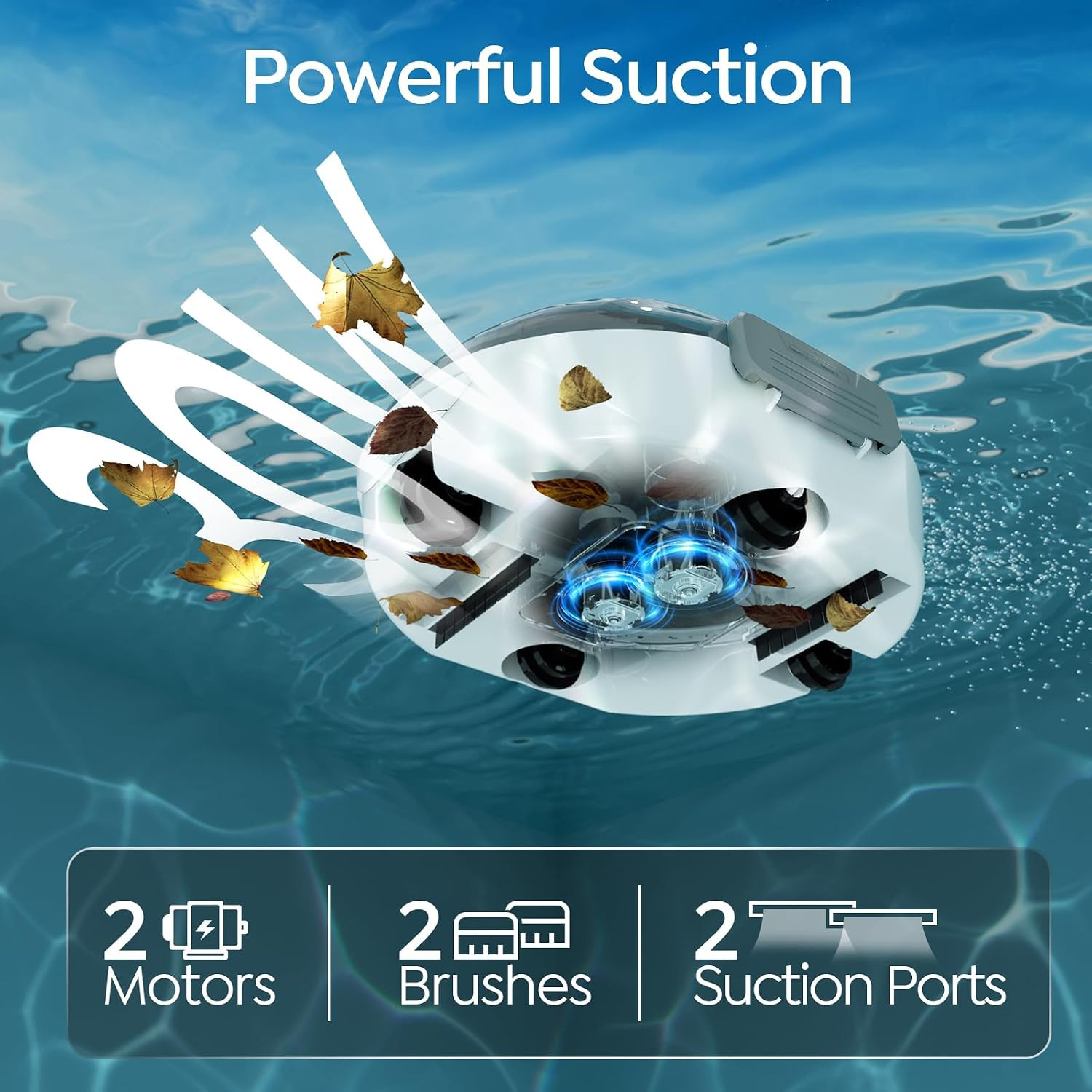 S2 Pool Vacuum Robot for above Ground Pools, Cordless Operation, 90-Min Runtime,