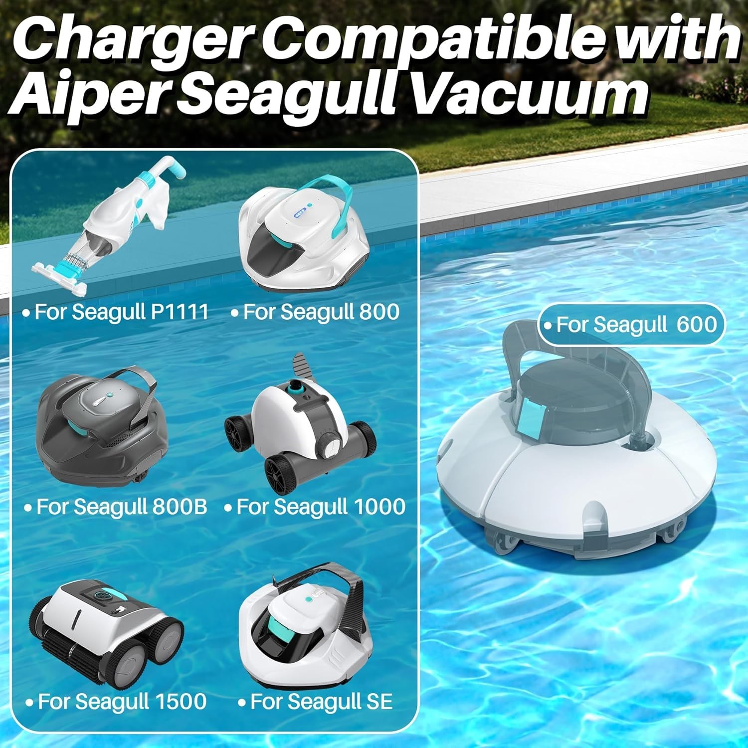 AC to DC Charger for Aiper Seagull Pool Vacuum 12.6V 1A Short Circuit Protection