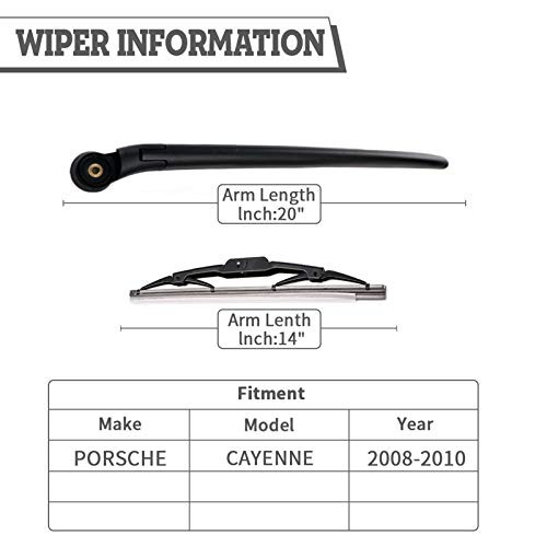 Rear Wiper Arm & Blade Kit,Exact-Fit Replacement for Porsche Cayenne 03-09