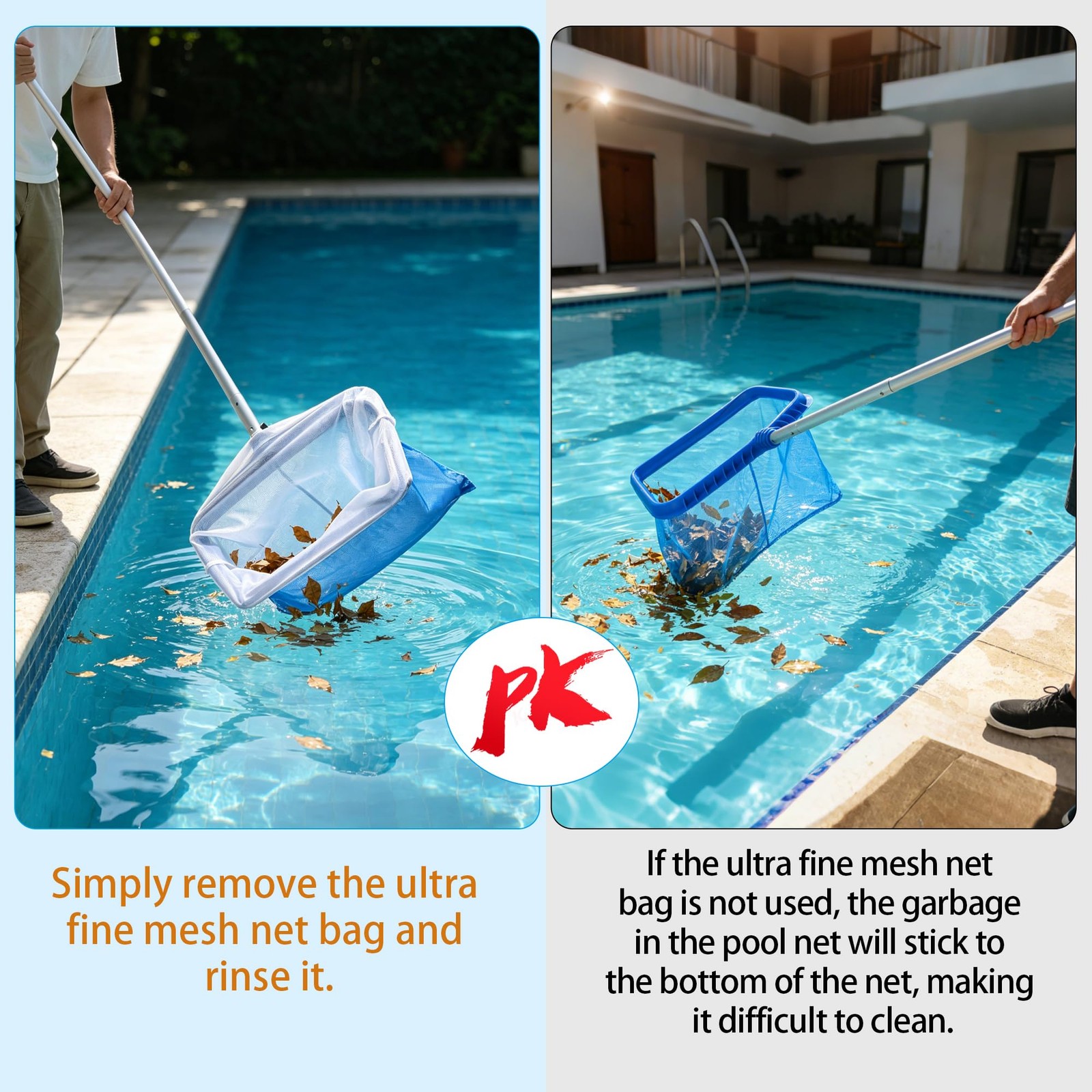 3Pcs Ultra Fine Mesh Pool Skimmer Net – 26&Prime;x22&Prime; Adjustable Large Deep Nylon L…