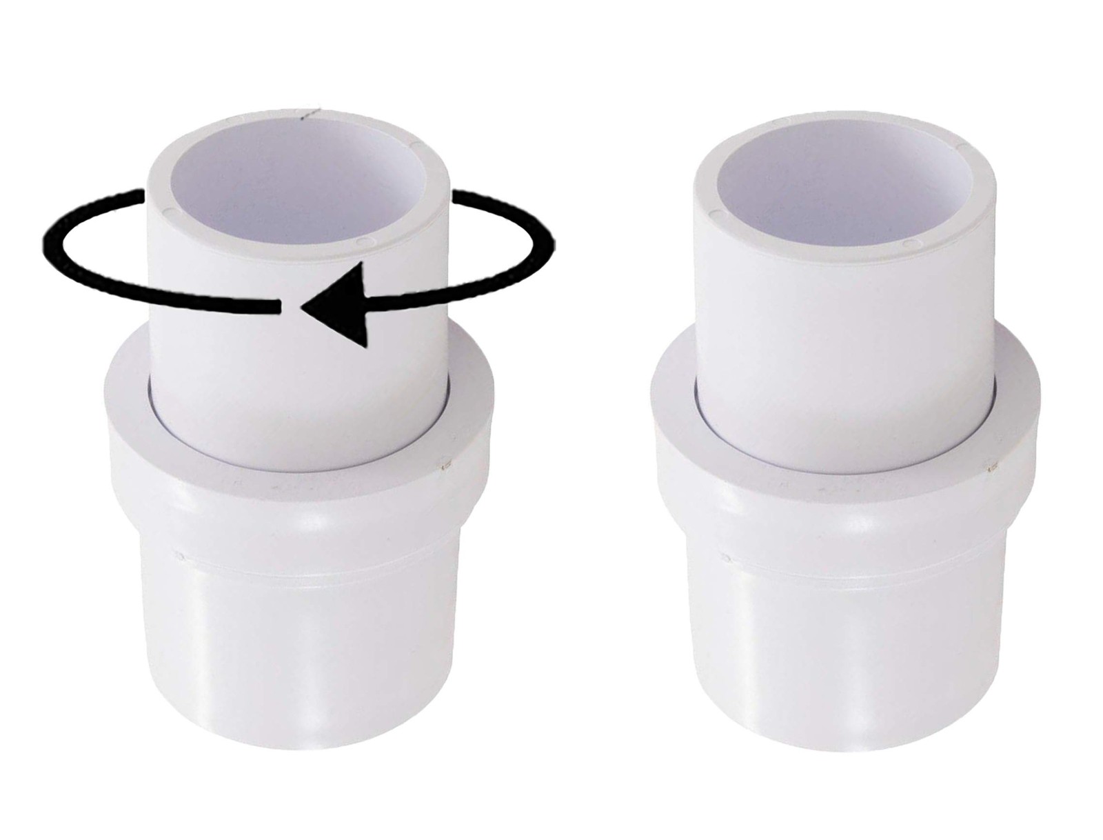 ATIE 1-1/2&Prime; Pool Vacuum Head Swivel Adapter Connector for 1.5 inches, White