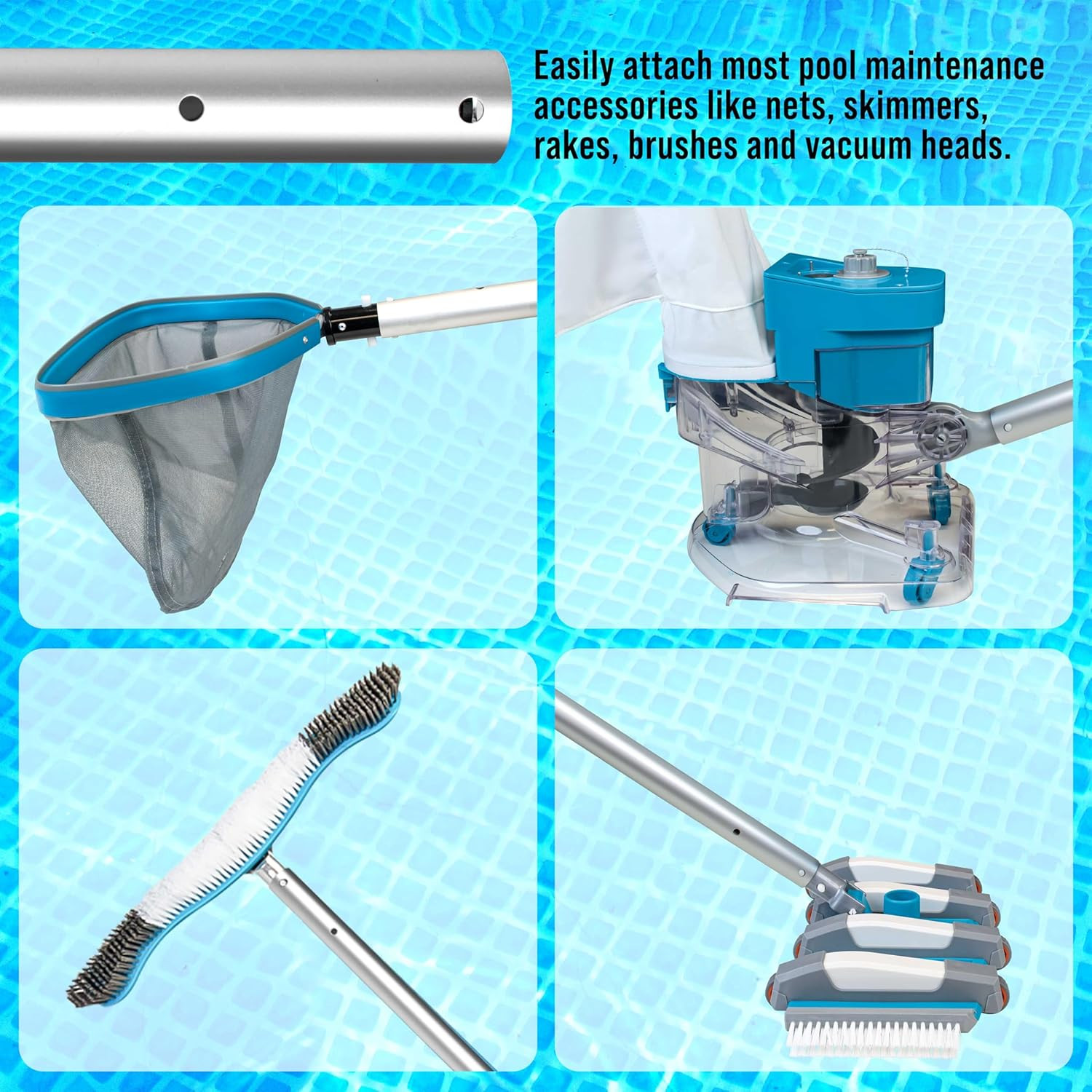U.S. Pool Supply Telescoping Pole 15-Foot Aluminum Pool Pole Telescopic Cleaning