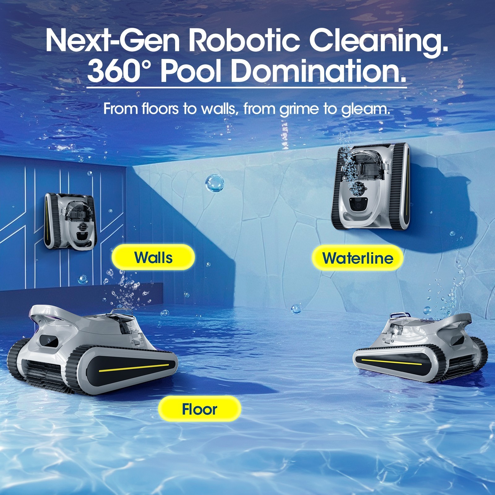 Robotic Pool Cleaner Cordless Pool Vacuum Robot Wall Climbing for Inground Pools