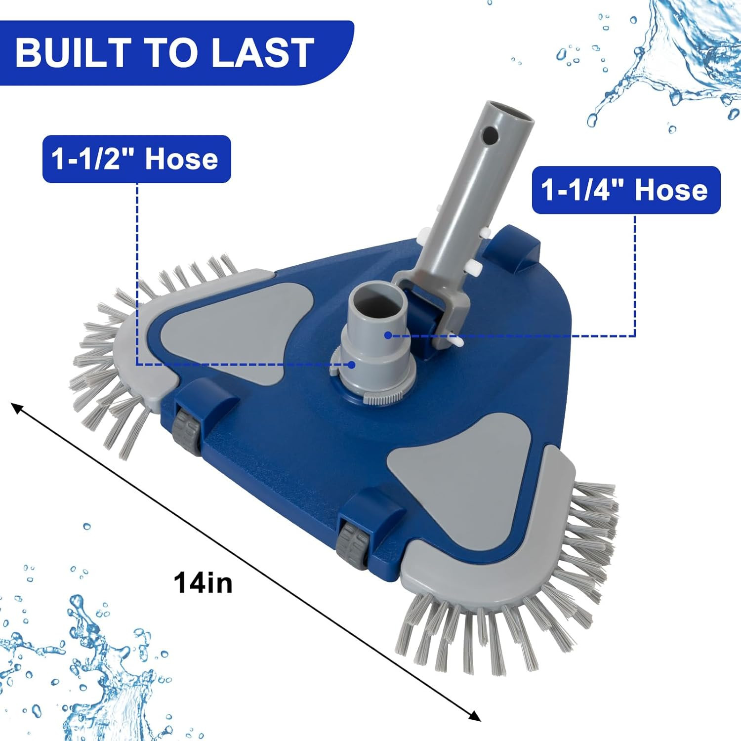 Pool Vacuum Head, Weighted Pool Vacuum Head with 1-1/4 »,1-1/2 » Swivel Hose Con